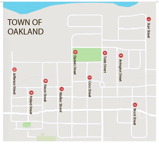 Town of Oakland Streets North South