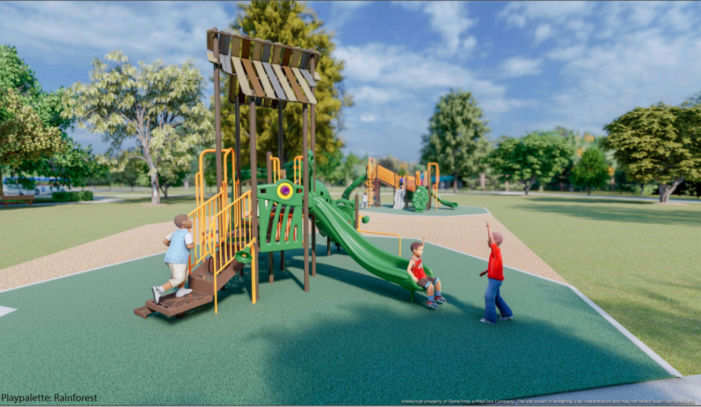 Rendering of a playground with children playing