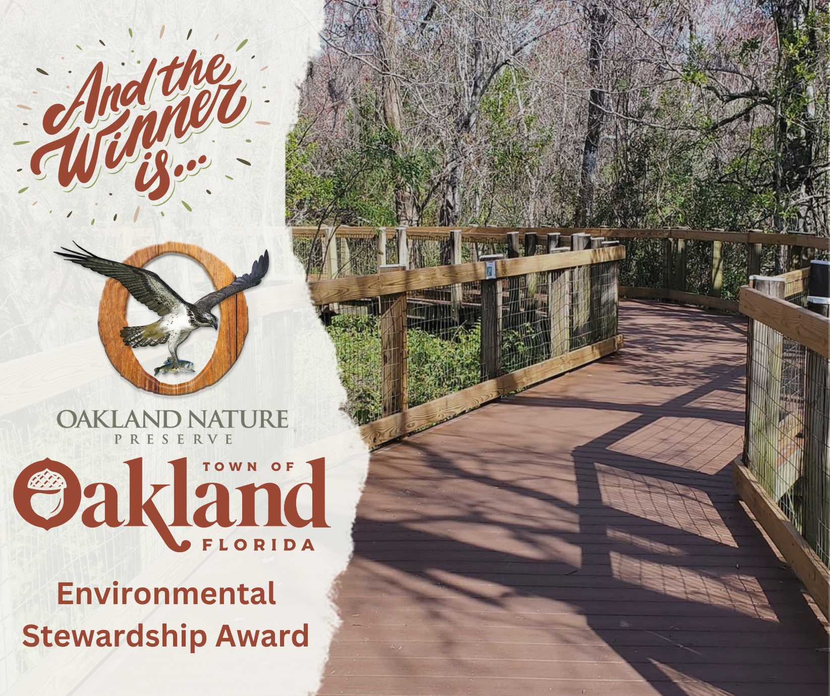 Town of Oakland & Oakland Nature Preserve was honored with prestigious Environmental Stewardship Awa