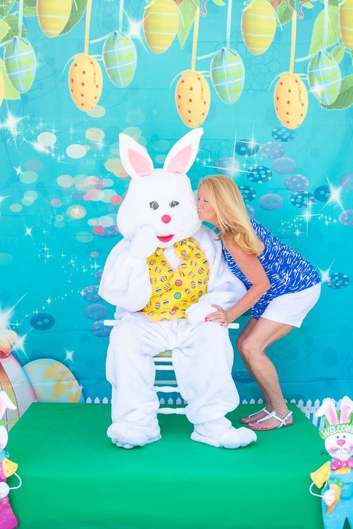 Mrs. Satterfield kissing the Easter Bunny