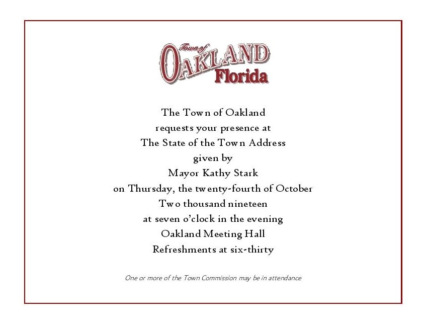 Invitation for 2019 State of the Town